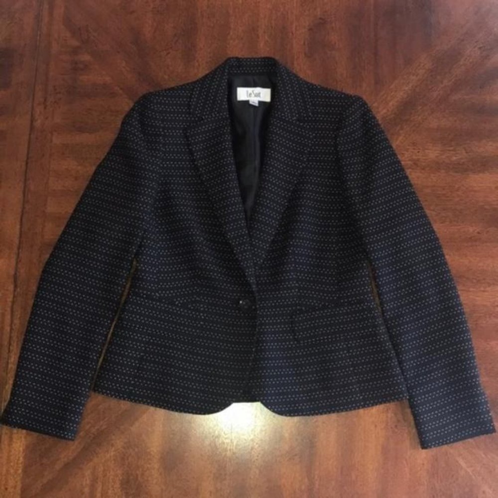 Le Suit Black And White Single Button Euc Skirt Suit - Picture 3 of 8